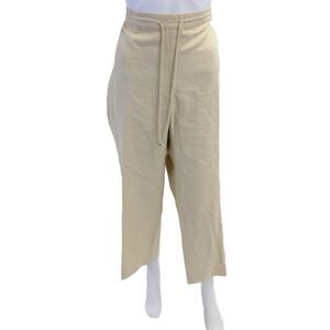 Randi Rahm Womens Drawstring Waist Wide Legged Pants Solid Beige Size 16